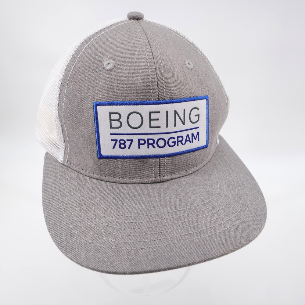 NEW Boeing 787 Program Mesh Trucker Hat Grey White OSFM Mens OS